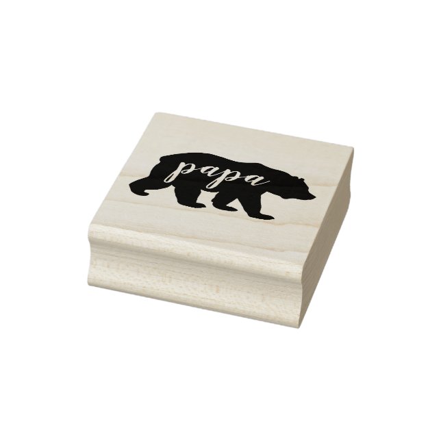 Modern Papa Bear Script Silhouette Gummistempel (Stempel)