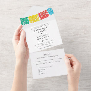 Modern Papel Picado Wedding Banner All In One Einladung