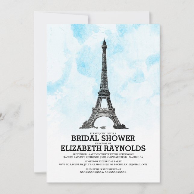 Modern Paris Bridal Dusche Einladungen (Vorderseite)