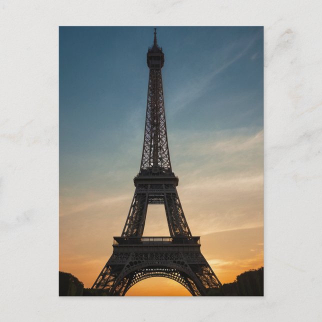 Modern Pariser Sunset Eiffel Tower Paris Französis Postkarte (Vorderseite)