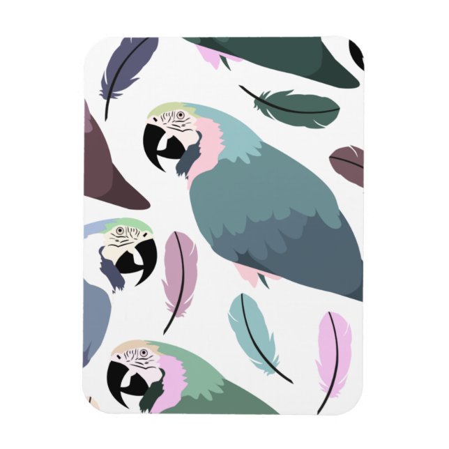 Modern Parrots Tropical Pattern  Magnet (Vertikal)