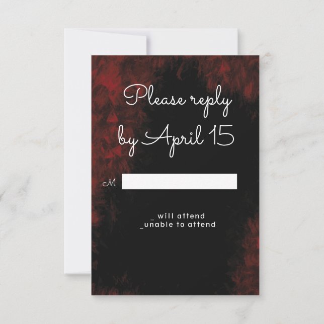Modern Passionate Red 'n Black Wedding Design UAWG RSVP Karte (Rückseite)
