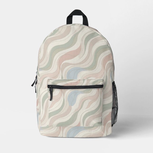 Modern Pastel Abstract Waves Backpack Bedruckter Rucksack (Vorderseite)