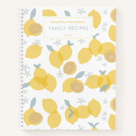 Modern Pastel Citrus Lemons Family Recipes Notizbuch