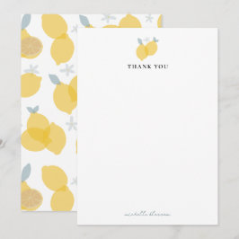 Modern Pastel Citrus Lemons Pattern Custom Name Dankeskarte