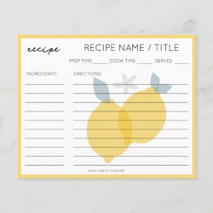 Modern Pastel Citrus Lemons Rezept Card