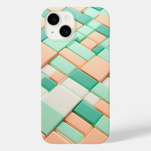 Modern Pastel Geometric Block Phone Case Soft Mint (Rückseite)