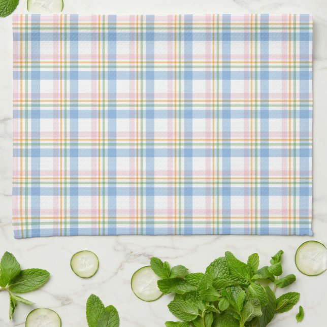 Modern Pastel Gingham Geschirrtuch (Gefaltet)
