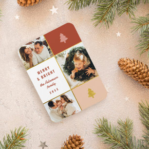 Modern Pastel & Gold 3 Foto Collage Weihnachten Magnet