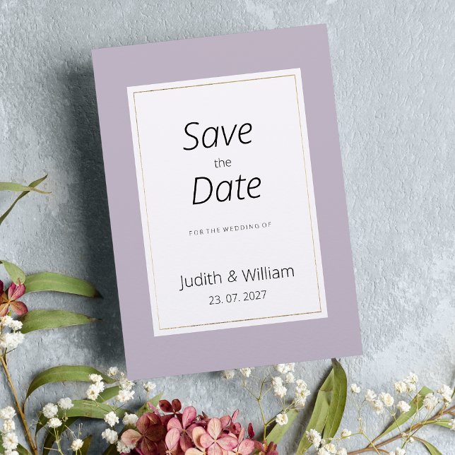 Modern pastel lavender minimalist Save the Date Einladung (Modern pastel lavender minimalist Save the Date)