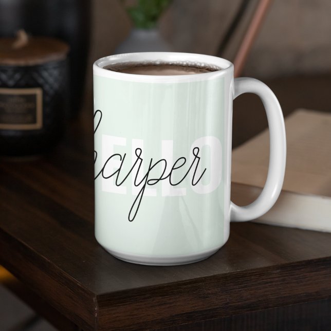 Modern Pastel Minze hallo, und du nennst Zweifarbige Tasse (Von Creator hochgeladen)