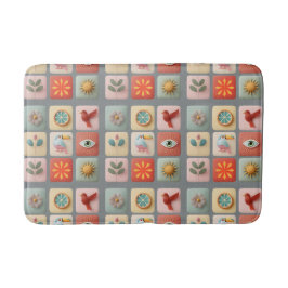 Modern Pastel Nature Icons Badematte