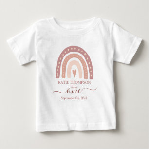 Modern Pastel Pink Rainbow Boho Erster Geburtstag Baby T-shirt