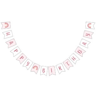 Modern Pastel Pink Rainbow Happy Birthday Wimpelkette