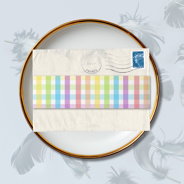 Modern Pastel Plaid Rainbow Baby Shower Party Einladungsbanderole (Von Creator hochgeladen)