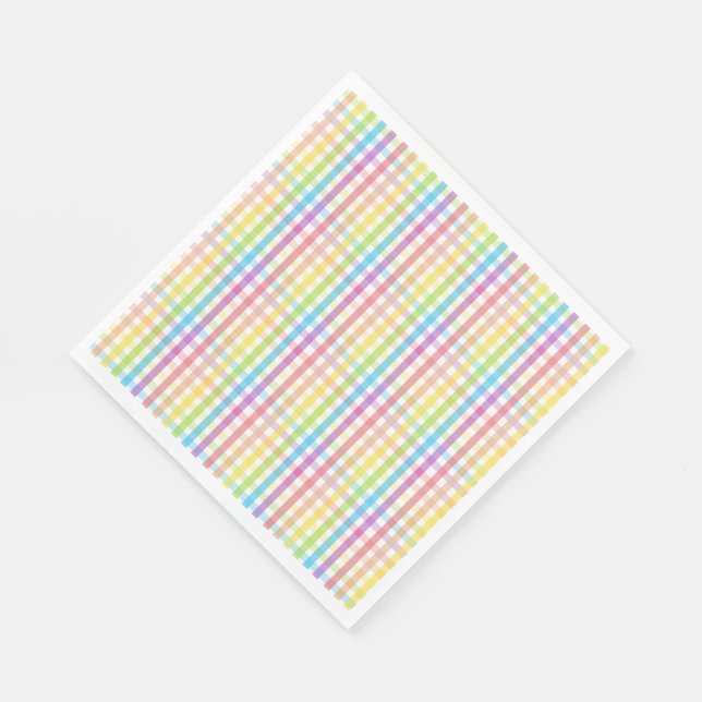 Modern Pastel Plaid Rainbow Baby Shower Party Serviette (Ecke)