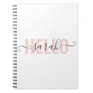 Modern Pastell Pink Beauty Hallo und Ihr Name Notizblock