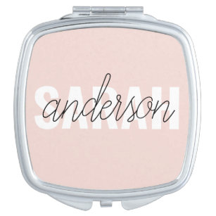 Modern Pastell Pink Beauty Personalisiert Taschenspiegel