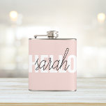 Modern Pastell Pink Hallo und Sie nennen Flachmann<br><div class="desc">Modern Pastell Pink Hallo und Sie nennen</div>