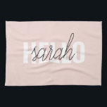 Modern Pastell Pink Hallo und Sie nennen Geschirrtuch<br><div class="desc">Modern Pastell Pink Hallo und Sie nennen</div>