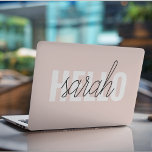 Modern Pastell Pink Hallo und Sie nennen HP Laptop-Aufkleber<br><div class="desc">Modern Pastell Pink Hallo und Sie nennen</div>