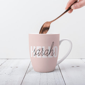 Modern Pastell Pink Hallo und Sie nennen Milchtasse