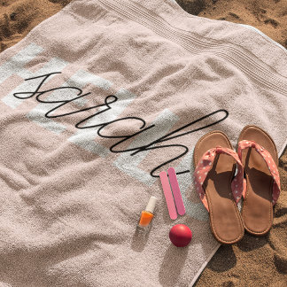Modern Pastell Pink Hallo und Sie nennen Strandtuch