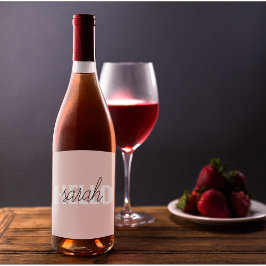 Modern Pastell Pink Hallo und Sie nennen Weinetikett