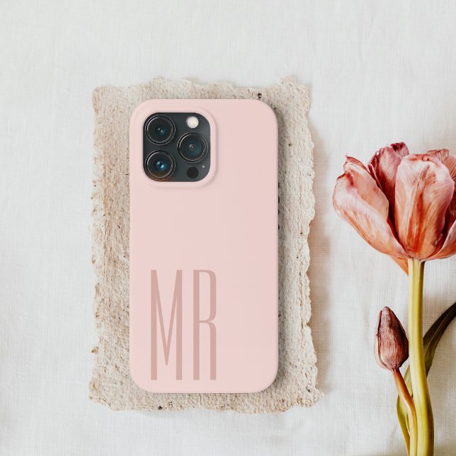 Modern Pastellrosa | Persönliche Anfangsbuchstaben iPhone Hülle (Von Creator hochgeladen)