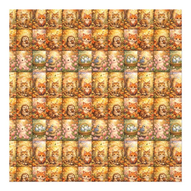 Modern Patchwork Pattern Collage Fotodruck (Vorne)