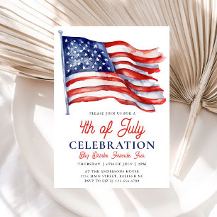 Modern Patriotic American Flag 4. Juli Party Einladung