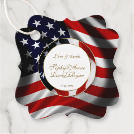 Modern Patriotic Elegante USA Flag Gold Wedding Geschenkanhänger