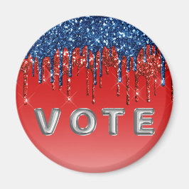 Modern Patriotic Glitter Drip  Vote Magnet