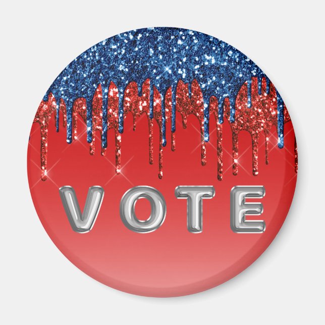 Modern Patriotic Glitter Drip  Vote Magnet (Vorne)