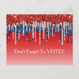 Modern Patriotic Glitter Drip Vote Reminder Postkarte
