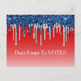 Modern Patriotic Glitter Drip Vote Reminder Postkarte