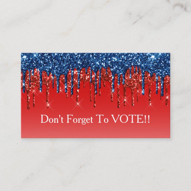 Modern Patriotic Glitter Drip Vote Reminder Visitenkarte (Vorderseite)