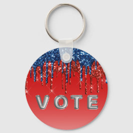 Modern Patriotic Glitter Drip Vote Schlüsselanhänger