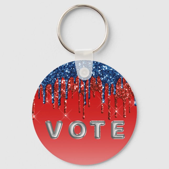 Modern Patriotic Glitter Drip Vote Schlüsselanhänger (Rückseite)