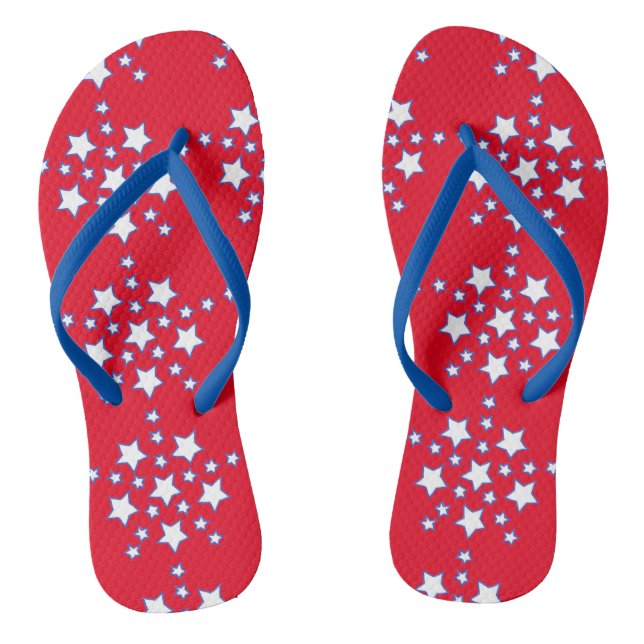 Modern Patriotic Red White Blue Stars Flip Flops (Fußbett)