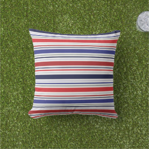 Modern Patriotic Red White Blue Stripes Kissen