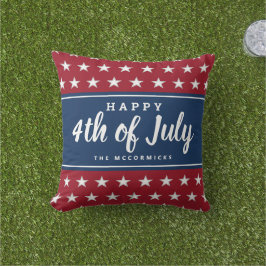Modern Patriotic Stars Streifen 4. Juli Monogramm Kissen