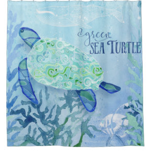 Modern Pattern Beach Turtle Whale Vintag Art Duschvorhang