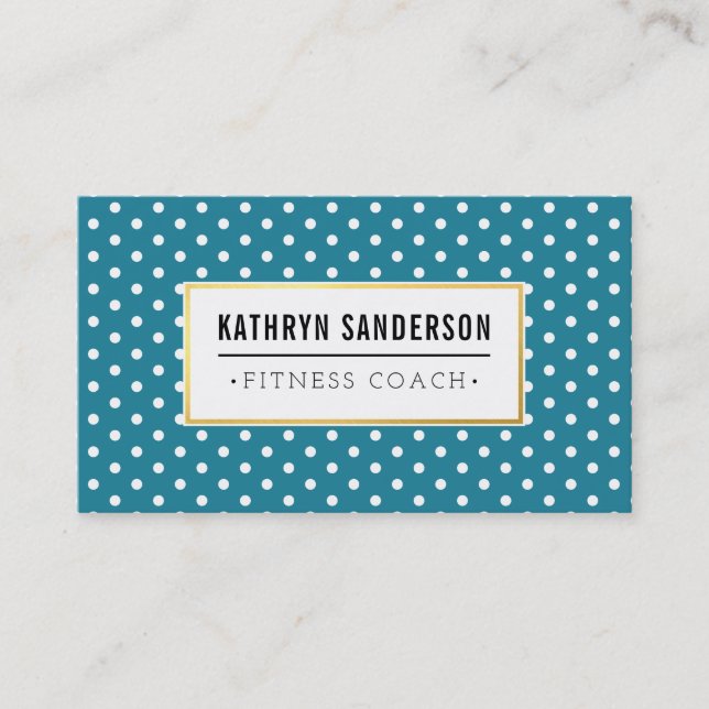 MODERN PATTERN Gold Logo polka Punkt aquamarin bla Visitenkarte (Vorderseite)