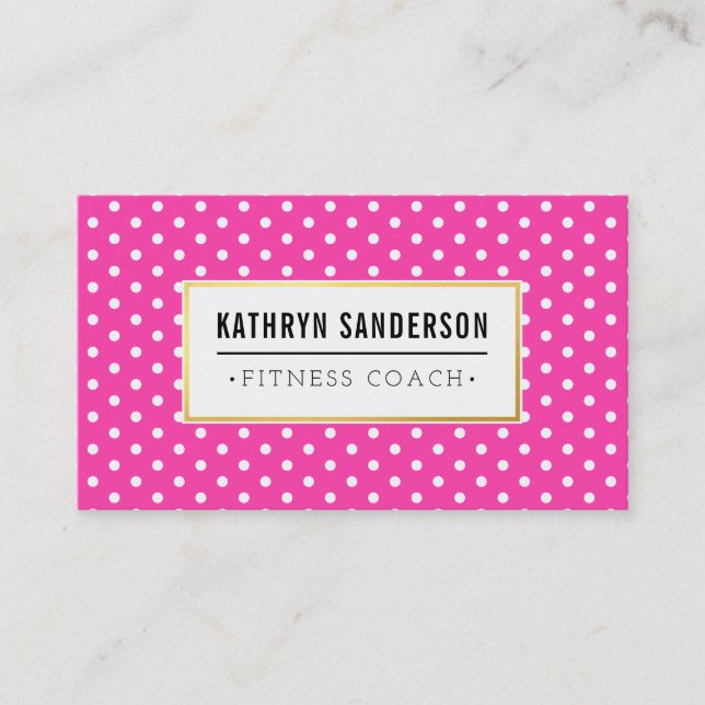 MODERN PATTERN Gold Logo polka Punkt heiß rosa wei Visitenkarte (Vorderseite)