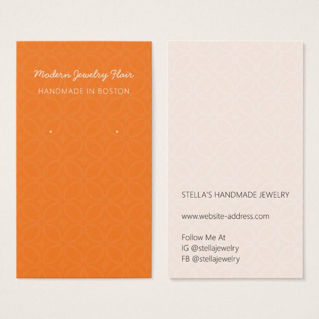 Modern Pattern Orange Earring Display Card (Vorne & Hinten)