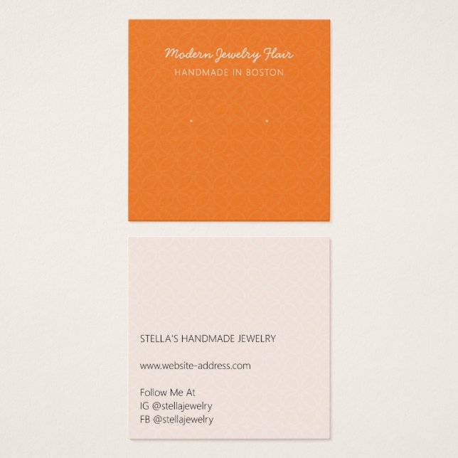 Modern Pattern Orange Earring Display Card (Vorne & Hinten)