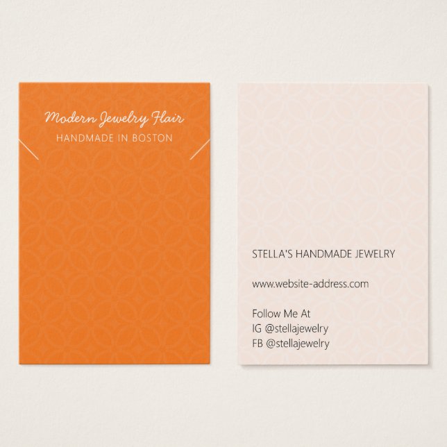 Modern Pattern Orange Necklace Display Card (Vorne & Hinten)