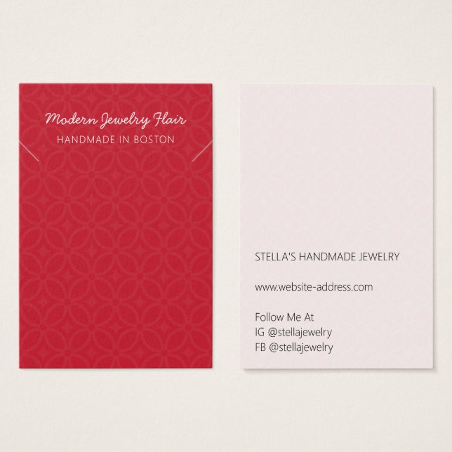 Modern Pattern Red Necklace Display Card (Vorne & Hinten)