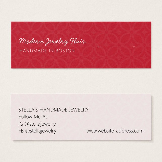 Modern Pattern Red Stud Earring Display Card (Vorne & Hinten)